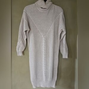 ESQUALO | Soft Cream Turtleneck Sweater Dress, Size S (Oversized)